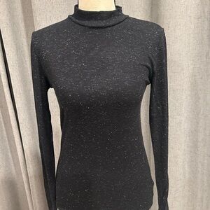 Splendid Black Glitter Knit Top